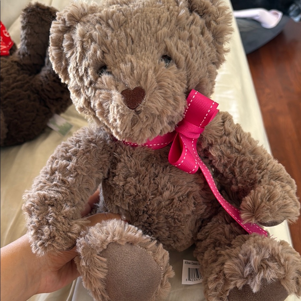Brown Teddy Bear with Pink Ribbon